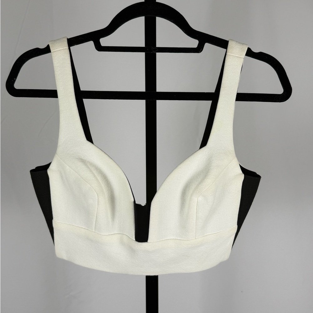 A.L.C. Morley Bustier Crop Top Sweetheart Cream Black Size 6 - Picture 2 of 8